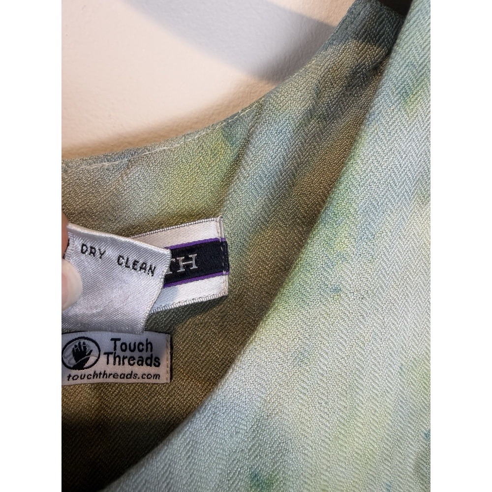 Vintage Green Boho Tie Dye Watercolor Dress FairyGrunge Size 18 Amanda Smith - Picture 10 of 10